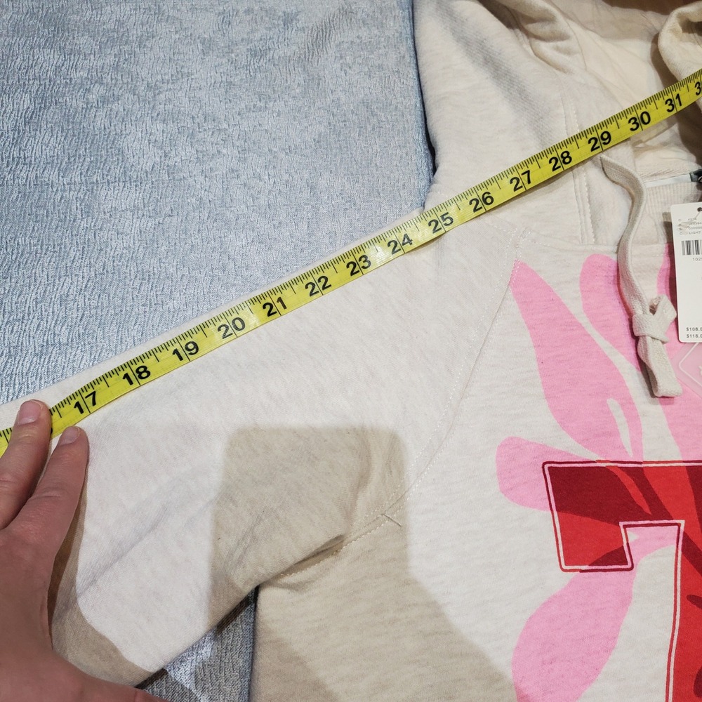 Daily Practice by Anthro Slim Fit Hoodie 74 Floral Graphic Heather Oatmeal S - Picture 16 of 16